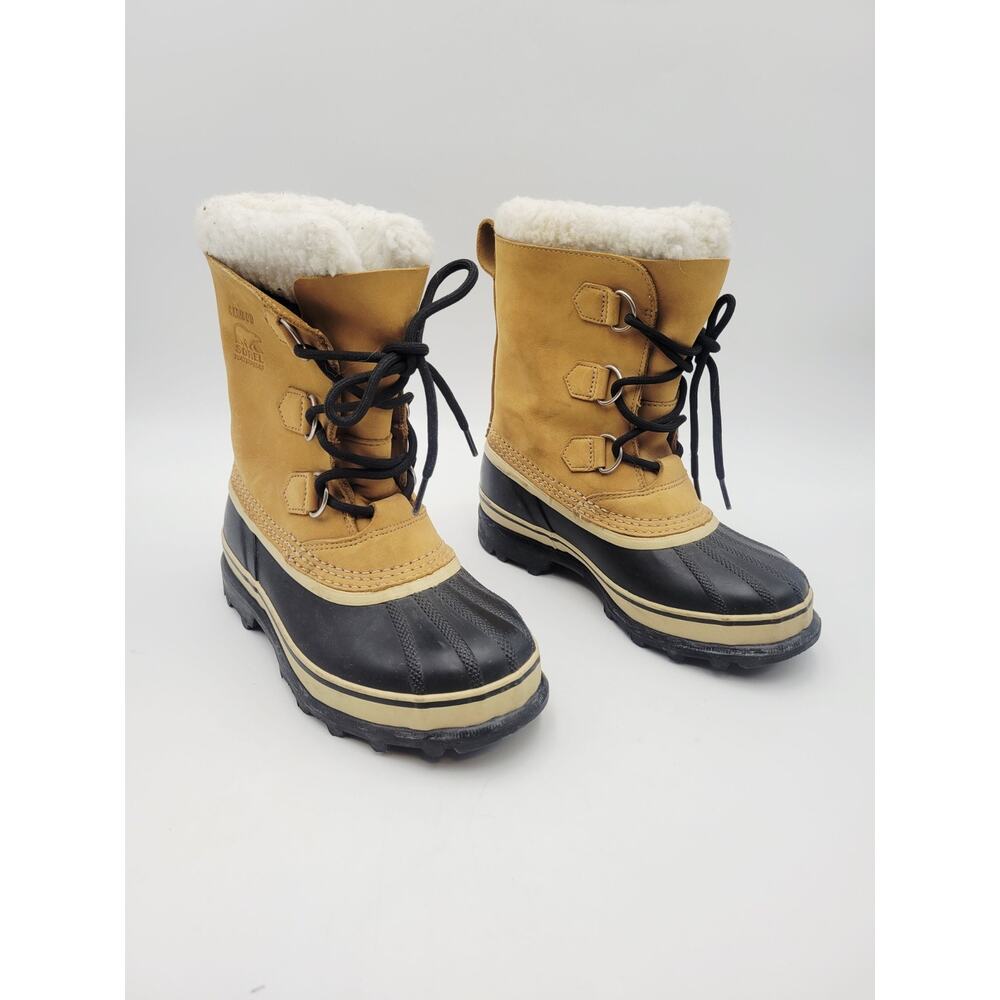 SOREL Caribou Waterproof GIRLS Buff Ankle Boots YOUTH Sz 4 - Picture 2 of 14